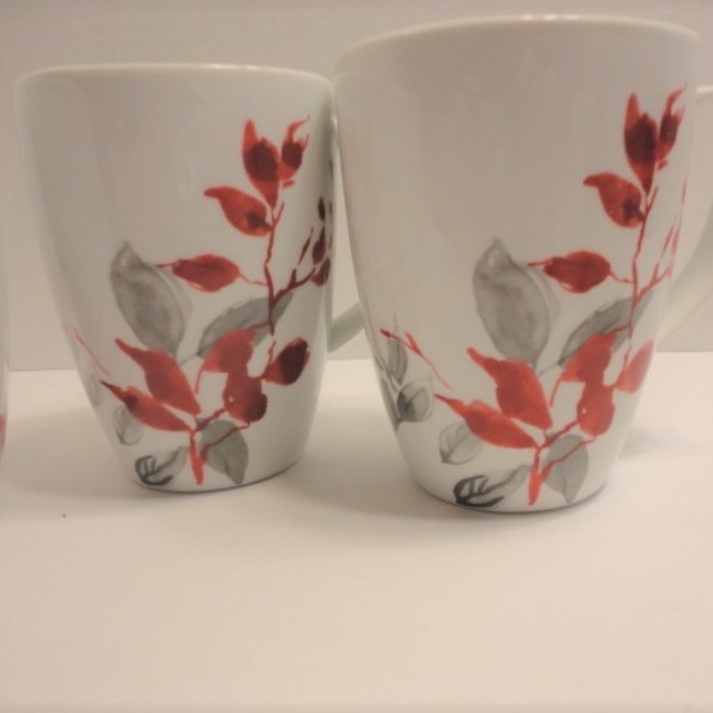 NWOT 8 Corelle Kyoto leaves design coffee mugs
